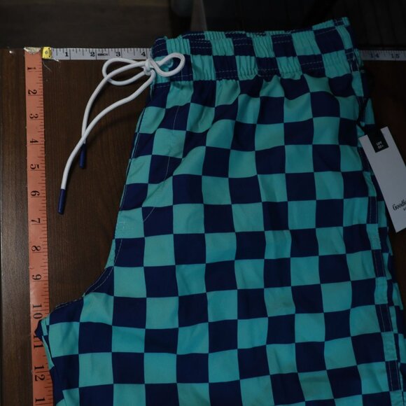Goodfellow & Co Checkered Swim Trunk Short Men M Blue Beach Vacation Pool Resort - Picture 10 of 15